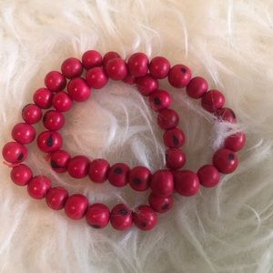2 Red Beaded bracelets